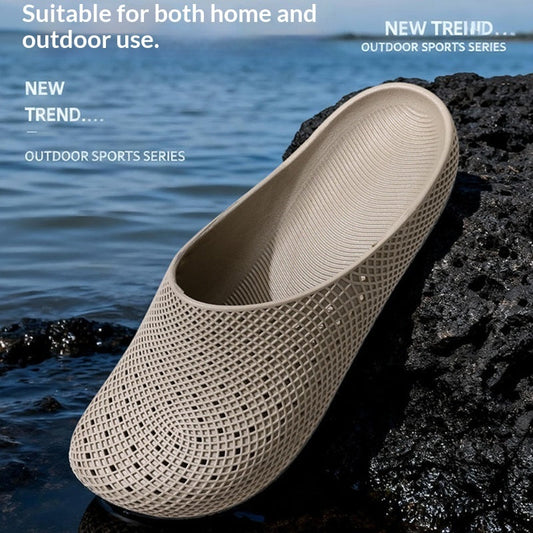 Men's breathable water shoes, slip-on river-walking sandals in lightweight black design