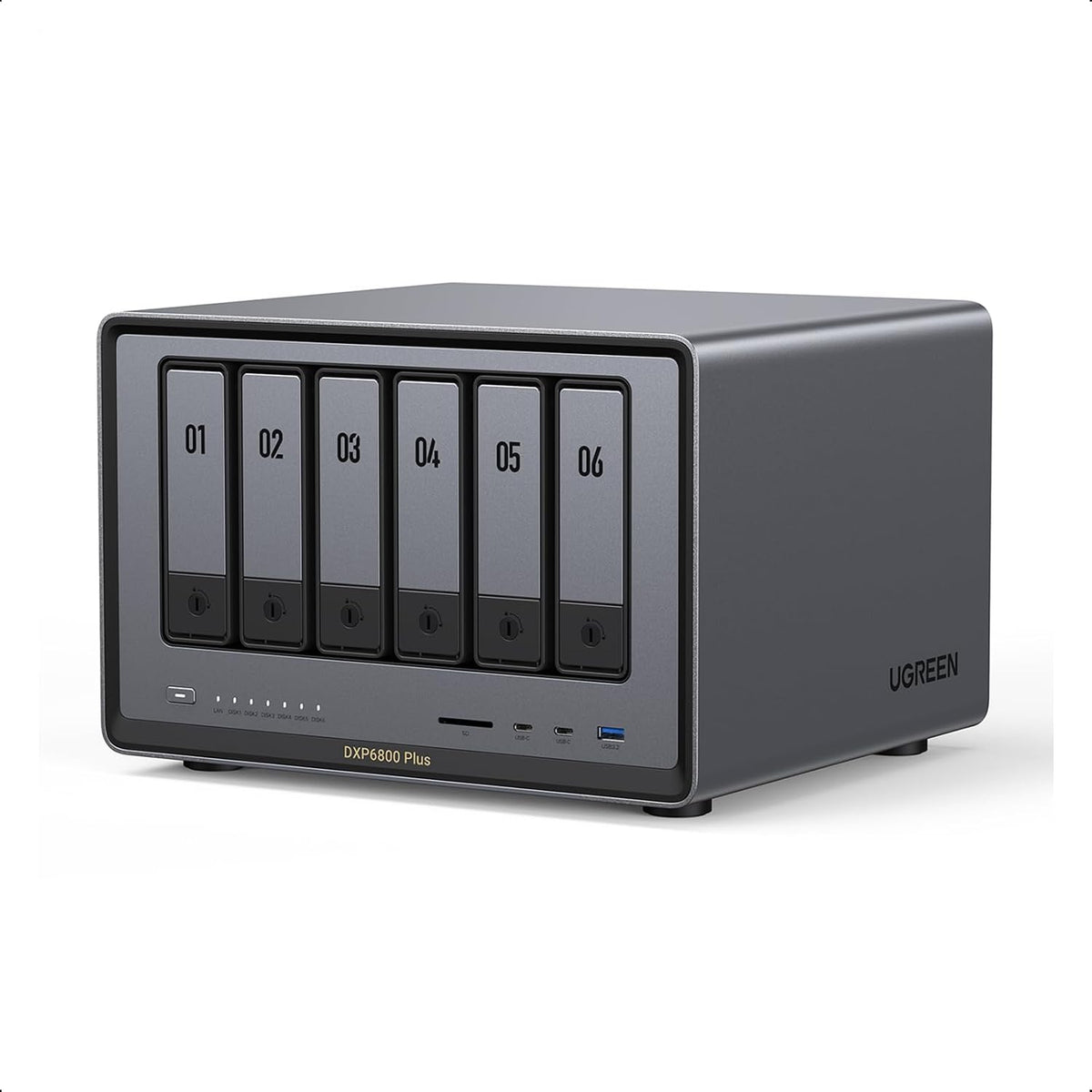 UGREEN NAS DXP6800 Pro 6-bay network attached storage (NAS) device for teams and small businesses, with multiple drive bays