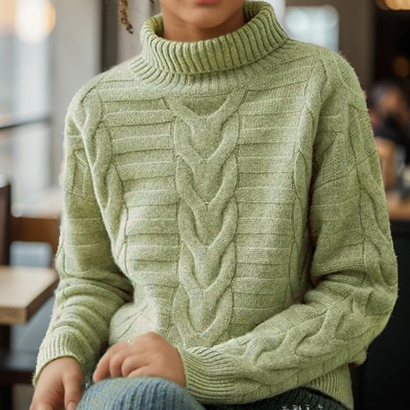 Stylish semi-high-neck knit sweater in a classy, elegant design by My Store
