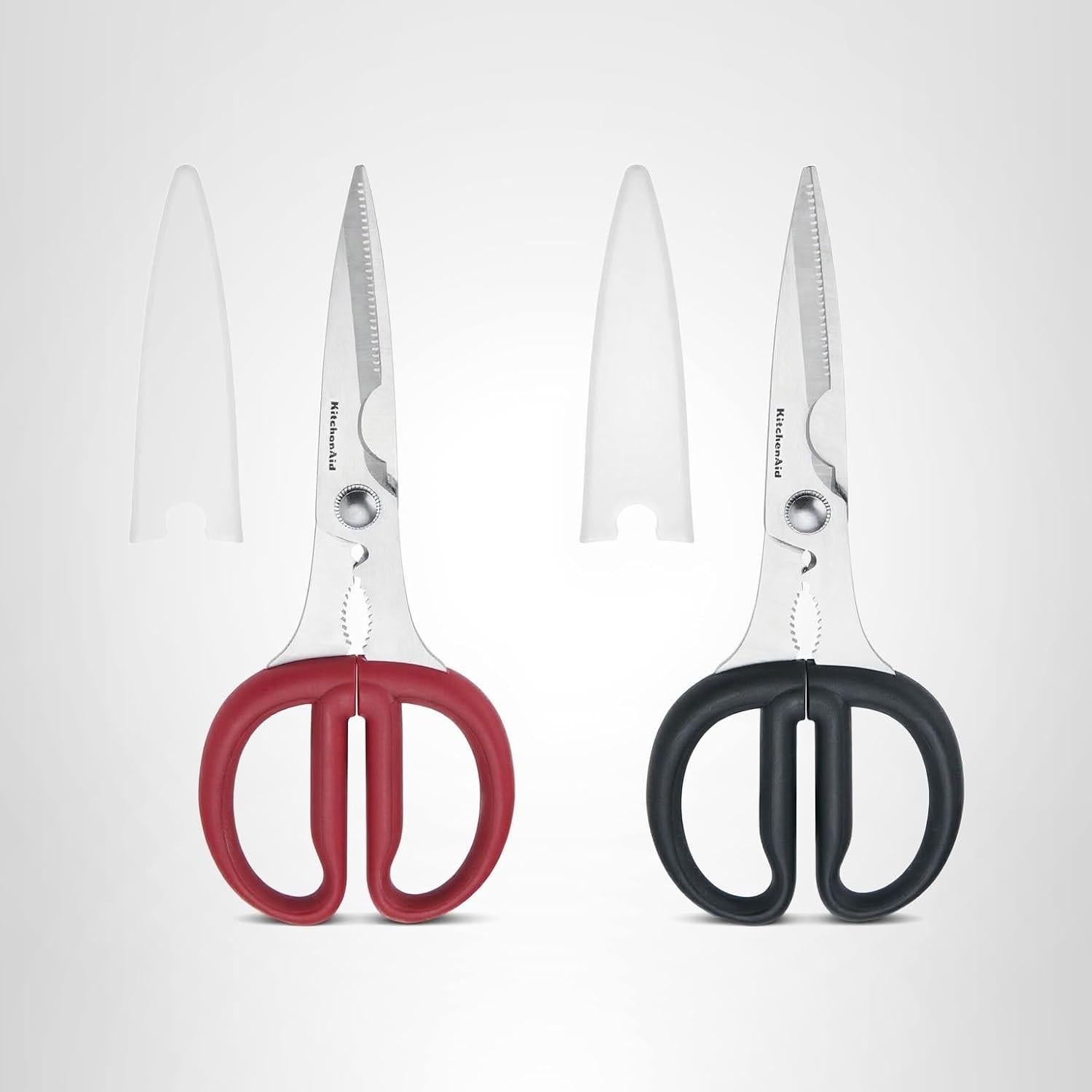 All Purpose Kitchen Shears with Protective Sheath Durable Stainless Steel Scissors, Dishwasher Safe, Soft Grip Comfort Handle, 8.72 Inch, Black.