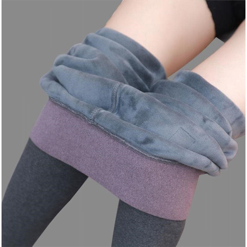 Women's cotton high-waist leggings with kitten patchwork design, thick soft fabric, solid color, large size