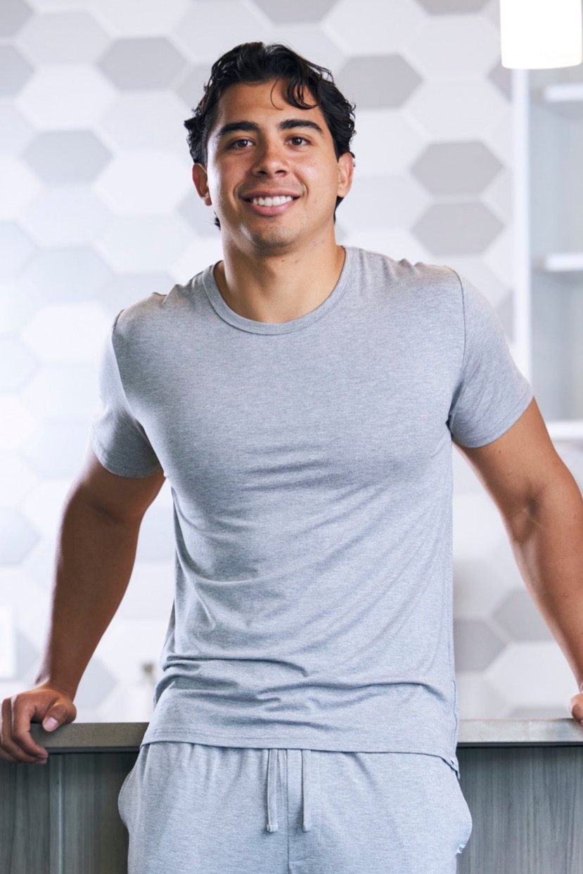 Spun Bamboo men's soft bamboo lounge t-shirt with short sleeves, comfortable casual wear for men.