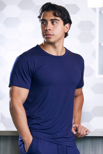 Men's Spun Bamboo soft bamboo lounge T-shirt with short sleeves, lightweight and comfortable for casual wear.