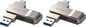 Lexar D40E 128GB dual USB 3.2 Gen 1 Type-C flash drive in champagne silver, showing the sleek metallic design and compact size.