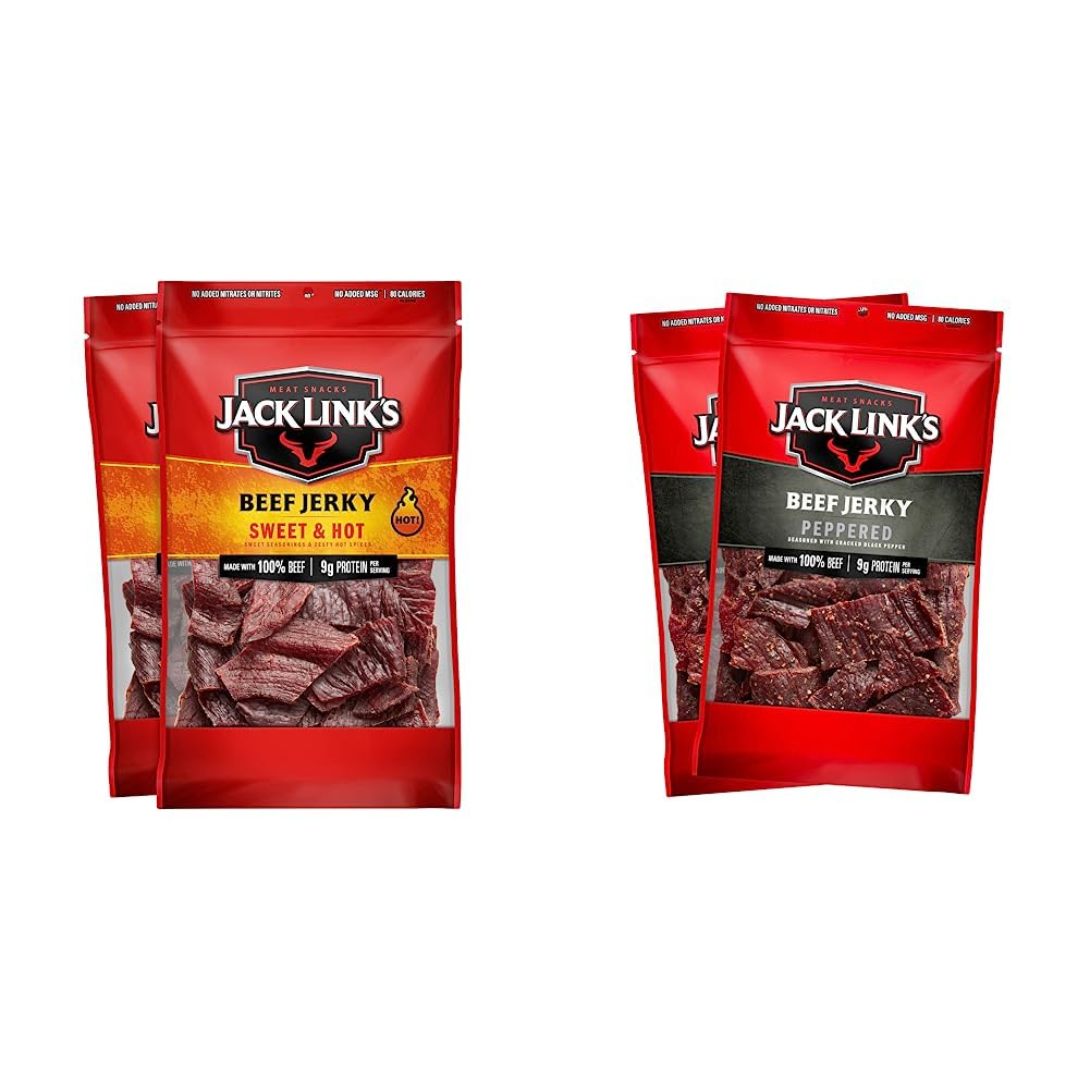 Jack Link's Original Beef Jerky Multipack, 2-pack of 9 oz bags, showcasing savory beef jerky in resealable packaging
