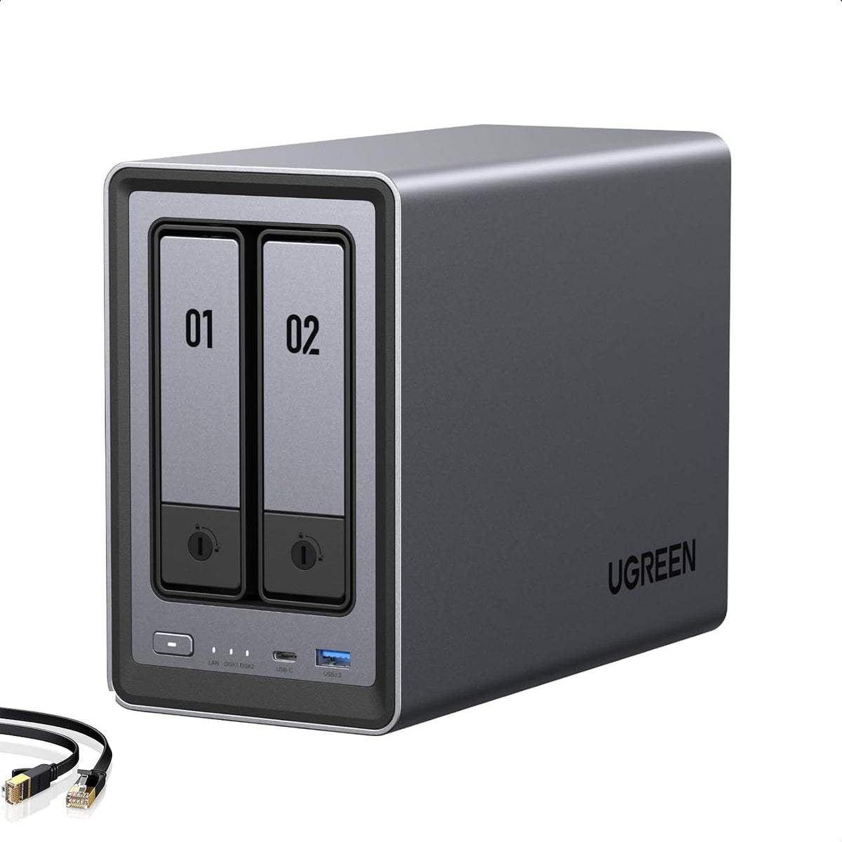 UGREEN NAS DXP2800 2-Bay network attached storage device for home, remote work, and creative file sharing.
