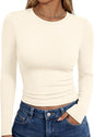 Trendy Queen women's long sleeve T-shirt featuring fall fashion Y2K style, basic casual top with a comfortable fit.