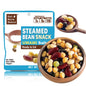 Organic steamed bean snack by Eat More Beans, featuring a mix of healthy, seasoned bean varieties in a 2oz pack.