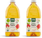 Organic apple juice in a 64 fl oz bottle from 365 by Whole Foods Market, featuring a clear label and golden apple juice inside.
