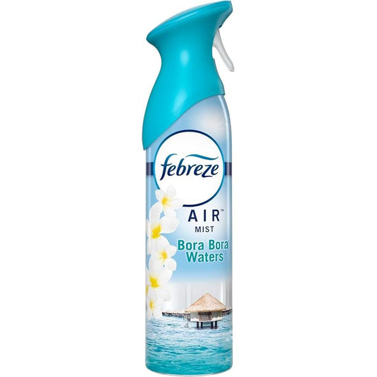 Febreze Bora Bora Waters air freshener spray in 8.1oz bottle, fresh tropical scent for home fragrance.