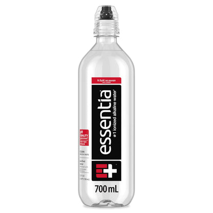Essentia Ionized Alkaline Water 12-pack with 1-liter bottles, featuring 9.5+ pH and 99.9% purity for hydration and wellness.