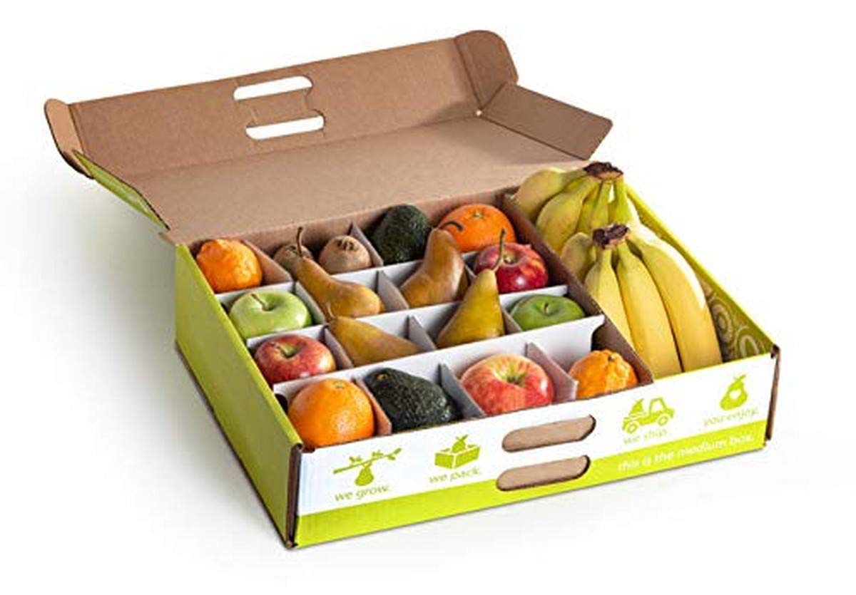 Fresh Fruit Box by A Gift Inside with 23-28 pieces of apples, pears, citrus, and seasonal fruits, healthy snack assortment.