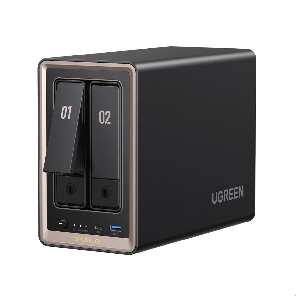 UGREEN NAS DXP2800 2-bay network attached storage device for home, remote work, and creative data management.
