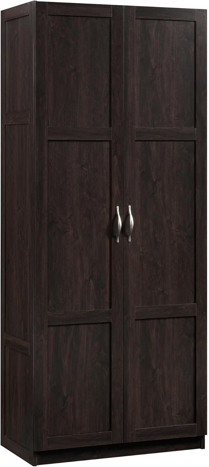 White Sauder Select Storage Cabinet with shelves for pantry or kitchen organization