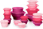 Tupperware Heritage vintage pastel food storage containers set with 18 containers and 18 lids, pastel-colored plastic kitchen storage