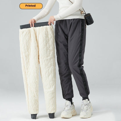Men's and women's tactical pants, waterproof windproof thick cotton-padded trousers with lambswool lining