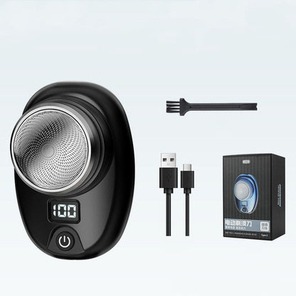 Digital waterproof travel electric portable shaver in black with compact design and display screen