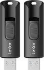 BackupsMyFilesNow Lexar A30E USB 3.2 Gen 1 flash drives, 32GB 3-pack, shown with sleek black design and USB connectors.