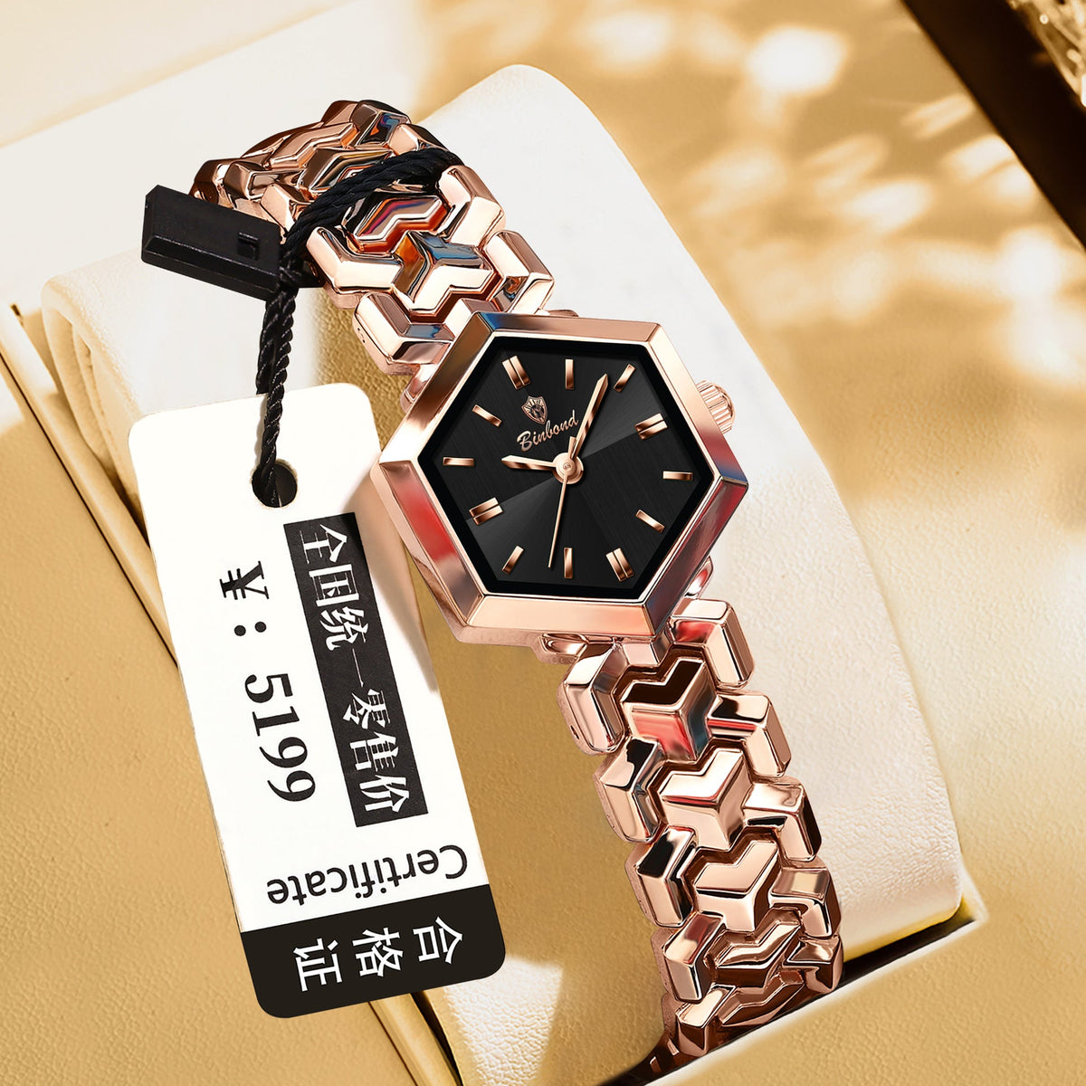 Women's octagonal waterproof quartz watch with a simple design by My Store