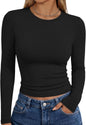 Trendy Queen women's long sleeve T-shirt with fall fashion Y2K style, basic casual top in a versatile design.