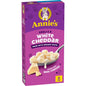 Annie's Shells & White Cheddar organic mac and cheese pack with four 6 oz boxes, featuring shells pasta and white cheddar cheese.