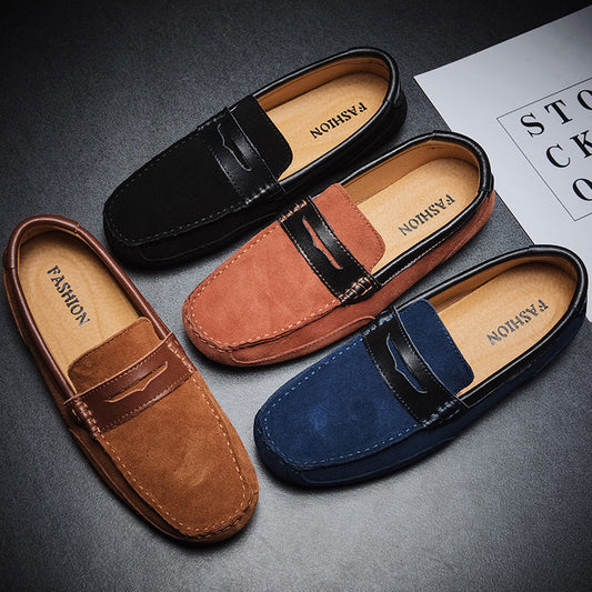 Color-block edging slip-on loafer for men, versatile leather shoe with a sleek design
