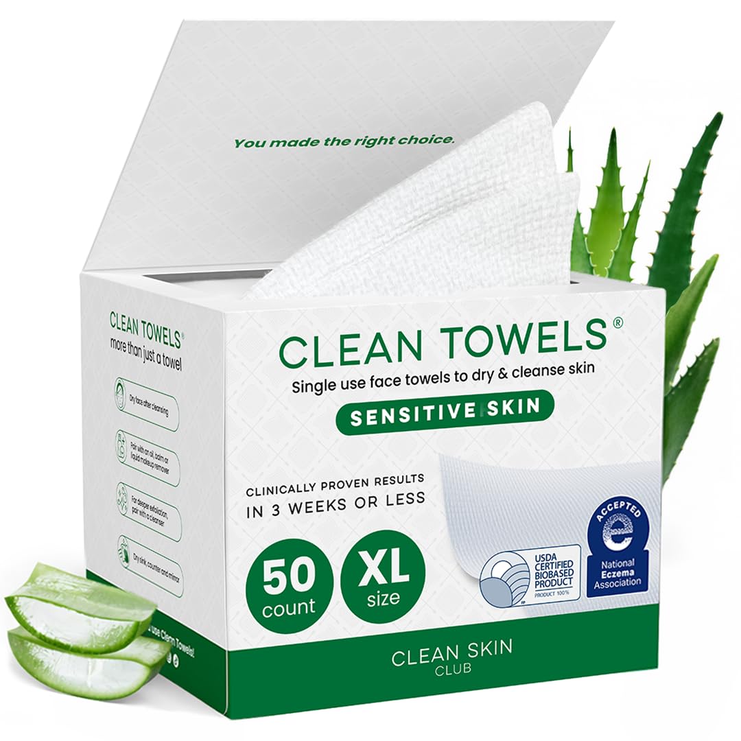 Clean Skin Club Clean Towels XL disposable face towelettes, ultra soft makeup remover wipes, 50-count in a single pack.