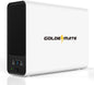 GOLDENMATE 1000VA lithium UPS battery backup and surge protector in white, showing the compact unit with power outlets and indicator lights.