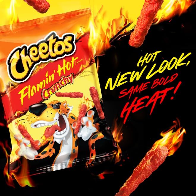 Frito Lay Flamin' Hot Mix variety snack chips pack with Cheetos, Doritos, Chester's, and Funyuns in a 40-count assortment.