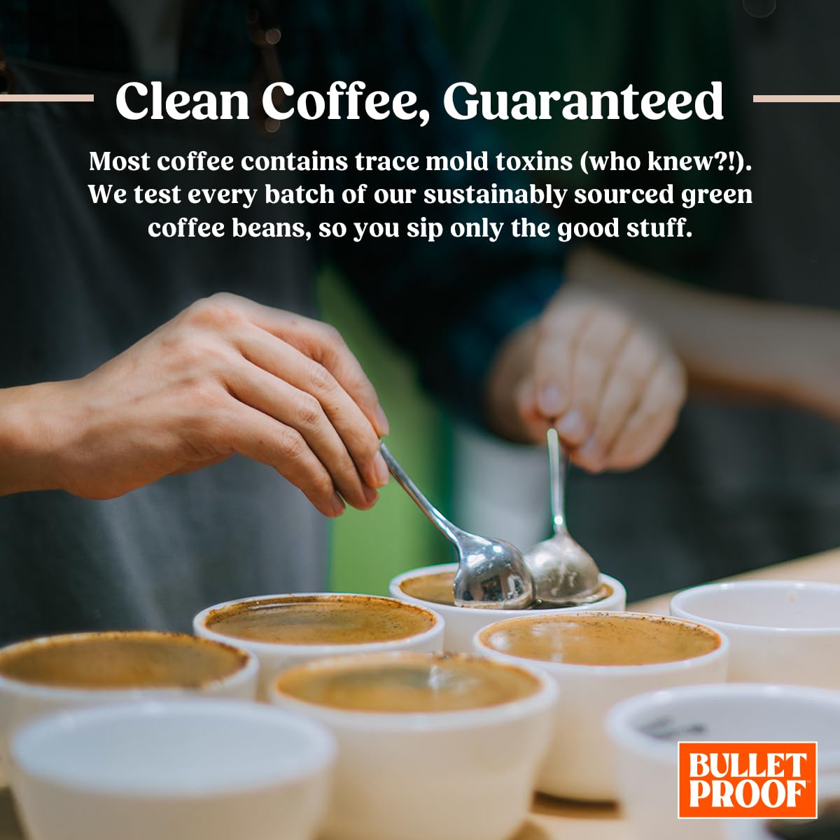 Three 12 oz packs of Bulletproof Original Medium Roast Ground Coffee, showing ground coffee in packaging.