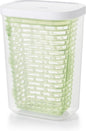 Large white OXO Good Grips GreenSaver produce keeper for fresh fruit and vegetables storage.