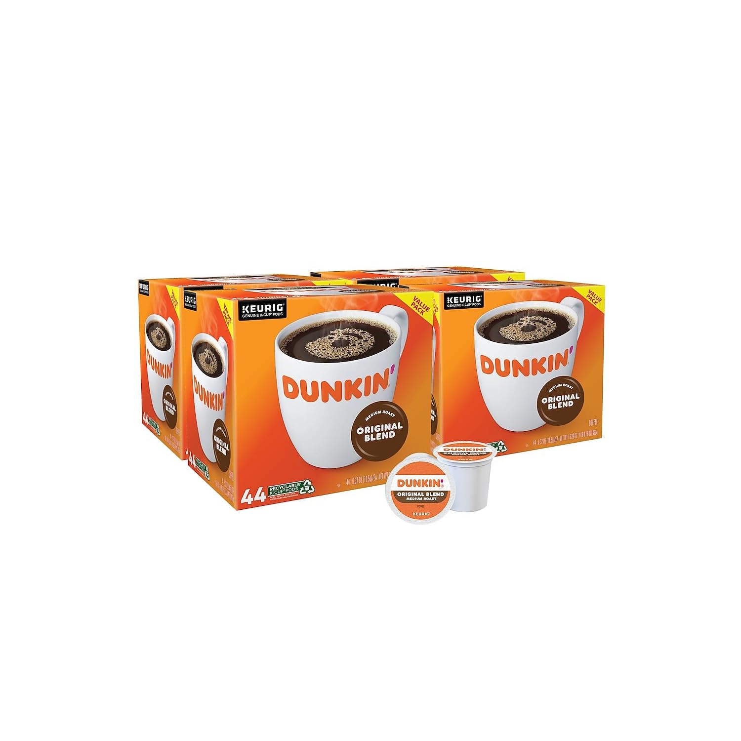 Dunkin' Donuts 2091512 Original Blend Coffee K-Cup Pods Medium Roast 44/Box (006933)