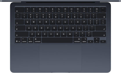 Apple MacBook Air 13-inch laptop with M5 chip, Liquid Retina display, Midnight color, slim design, and Touch ID.