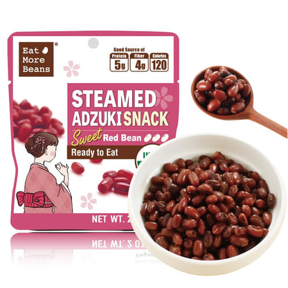 Organic steamed bean snack by Eat More Beans, assorted mix in 10 packs, healthy plant-based bean snack in a clear bag.