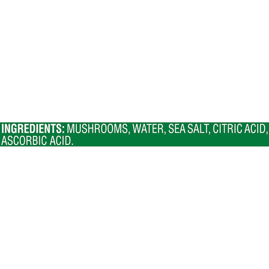 Canned Del Monte Mushrooms Stems and Pieces in 8 oz. cans, 12-pack, showing sliced mushroom pieces in a can.