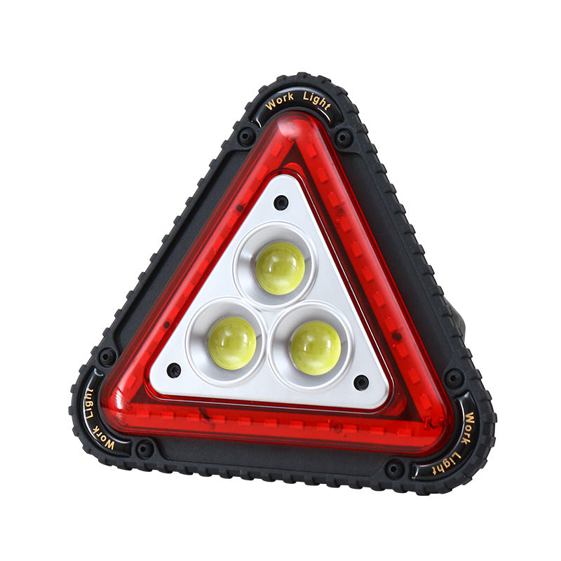 Triangular red warning light, front view