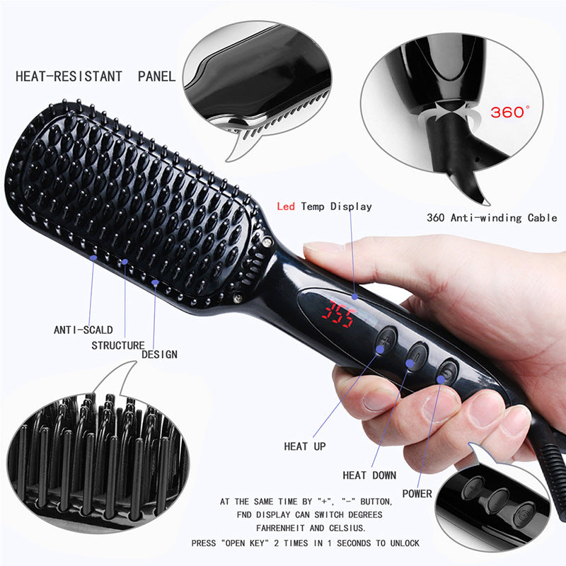 Ceramic shape comb for straight hair, black hair styling comb with smooth teeth