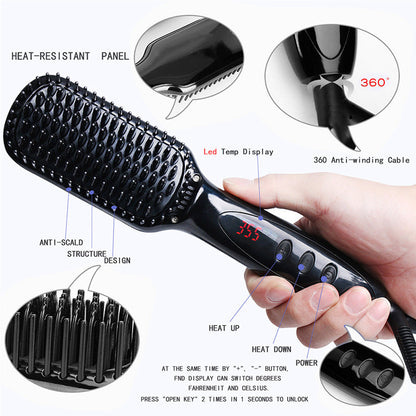 Ceramic shape comb for straight hair, black hair styling comb with smooth teeth