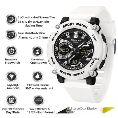 Dual-display luminous chronograph watch for hiking by My Store, featuring analog and digital time displays