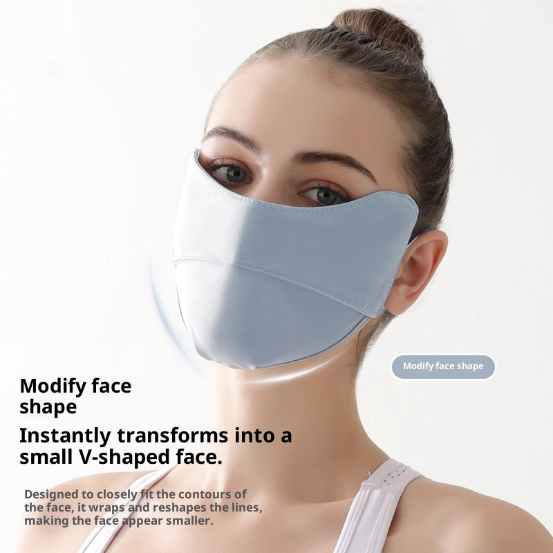 Women's ice silk sun-protective face mask in lightweight fabric, covering face and neck