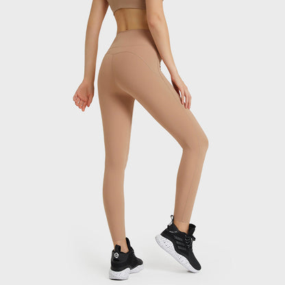 Women's high-waisted butt-lifting yoga pants with seamless design, shown in a fitted style