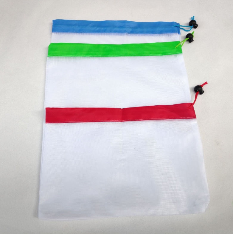 Fruit and vegetable multi-functional splicing beam mouth mesh bag suit combination, assorted pieces displayed