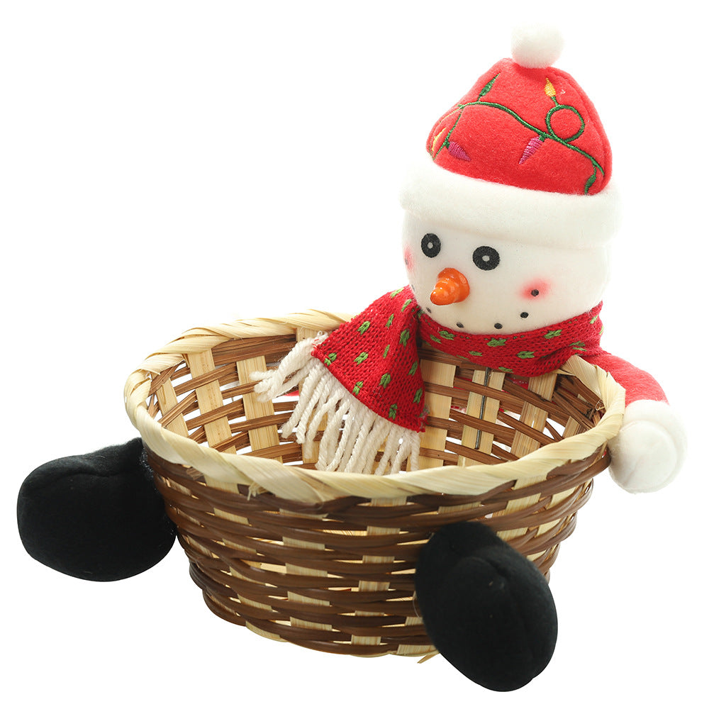 Christmas decorations fruit basket with festive decorative fruit pieces