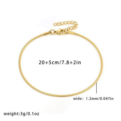 Women's fashion stainless steel anklets displayed together in assorted designs