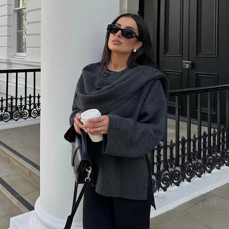 Elegant Draped Winter Jacket