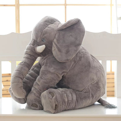 Soft Comfort elephant plush toy with leather shell, designed as a child’s sleeping pillow and companion