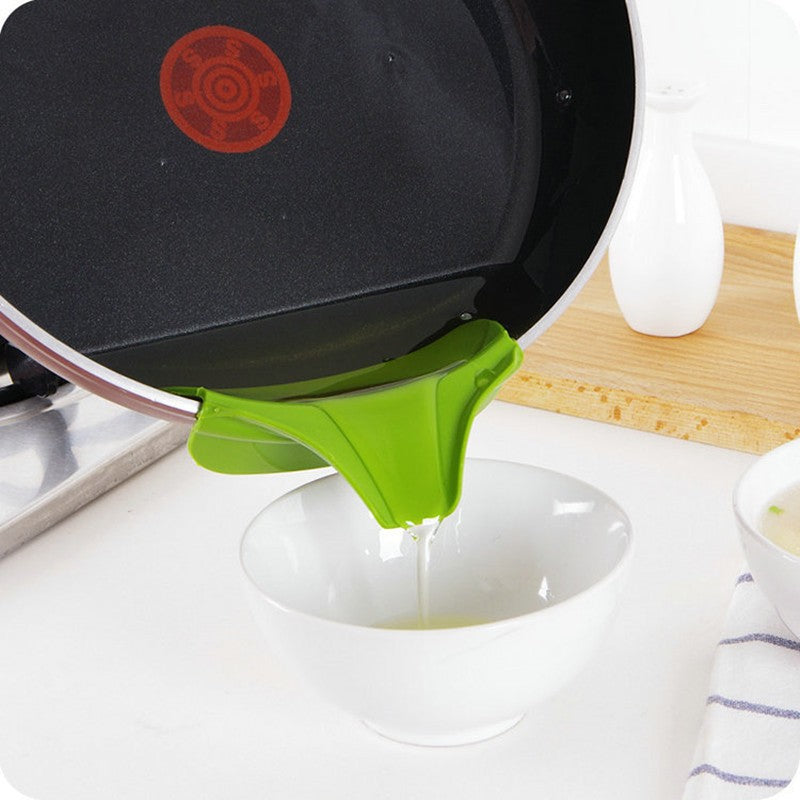 Silicone soup funnel kitchen gadget for mess-free pouring and transferring liquids
