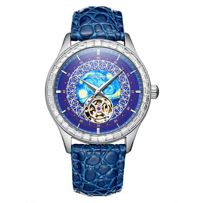 Van Gogh Automatic Mechanical Men's Watch, Artist Compass Series, black dial with compass-inspired design