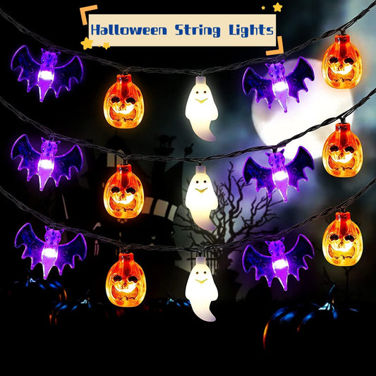 LED Halloween pumpkin spider bat skull string light lantern decoration for outdoor party lighting