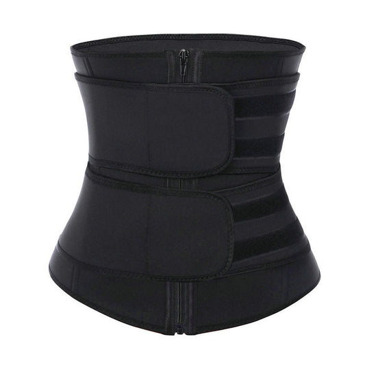 Zipper double belt sauna waist trainer for postpartum recovery and tummy control, front view